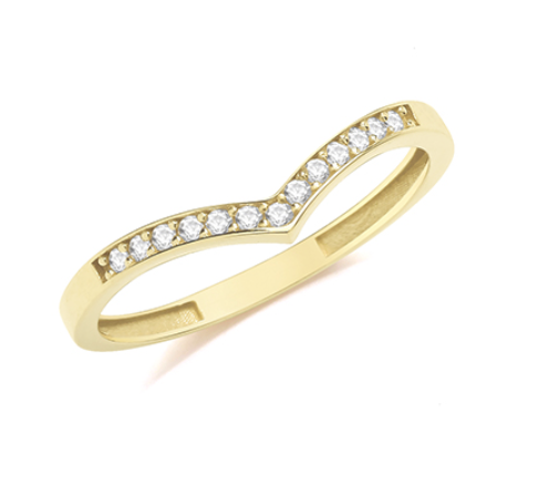 9ct Yellow Gold CZ Wishbone Ring