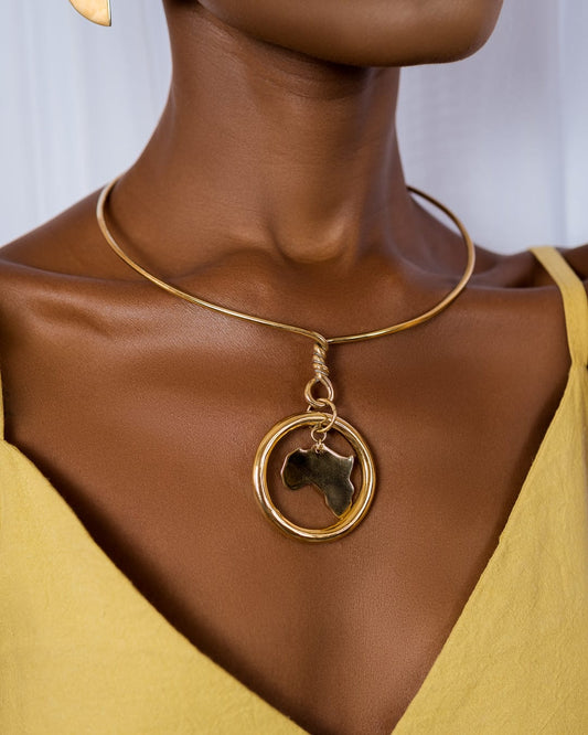 "Shani" Africa, 24 Carat Gold Plated Pendant Necklace