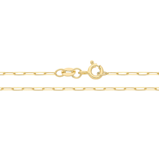 9ct Yellow Gold Fine 16" Paperclip Chain