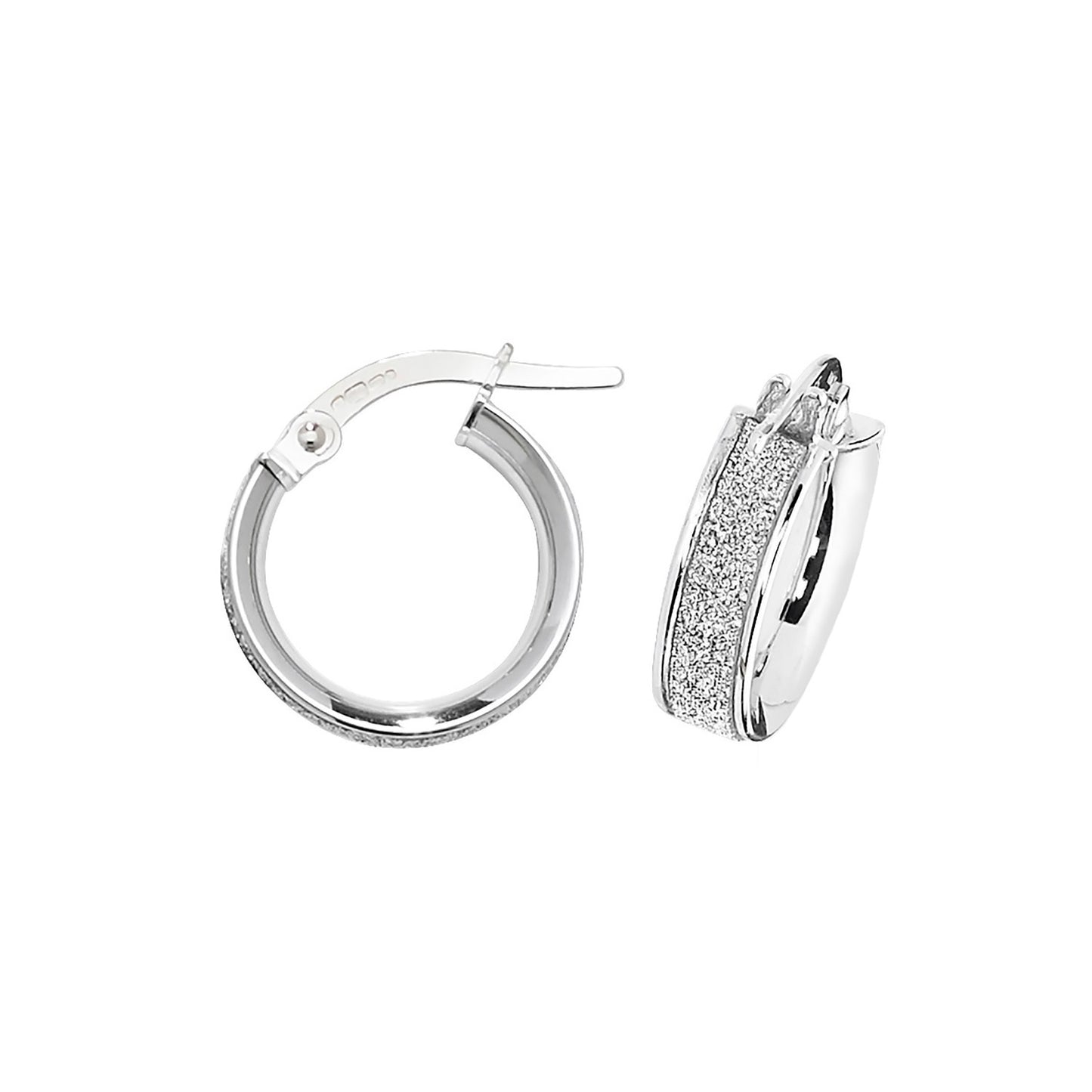 9ct White Gold 14mm Hoop earrings