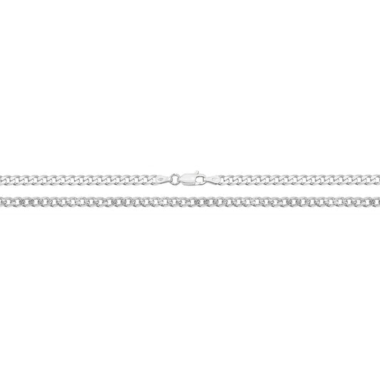 Silver Curb, Diamond Cut Chain 6" Bracelet