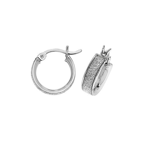 Silver 925 "Moondust" 10mm Hoop Earrings