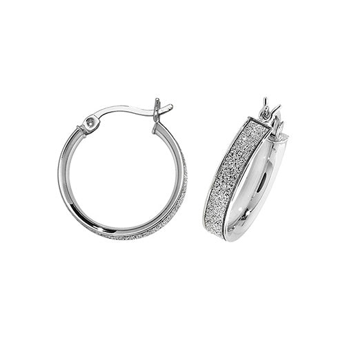 Silver 925 15mm "Moondust" Hoop Earrings