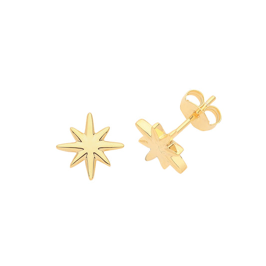 Silver Gold Plated Northern Star Stud Earrings