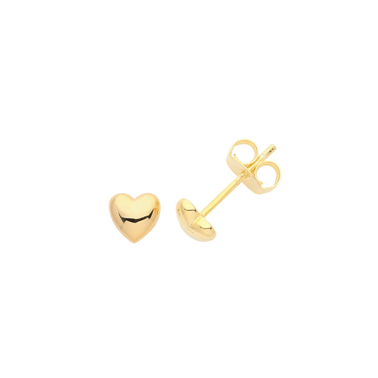 Silver, Gold Plated 5mm Heart Stud Earrings