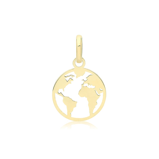 9ct Yellow Gold Cut Out Mini World Pendant