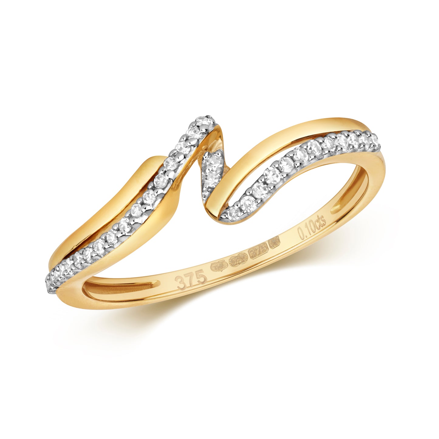 Diamond Fancy Wave Ring in 9ct Yellow Gold