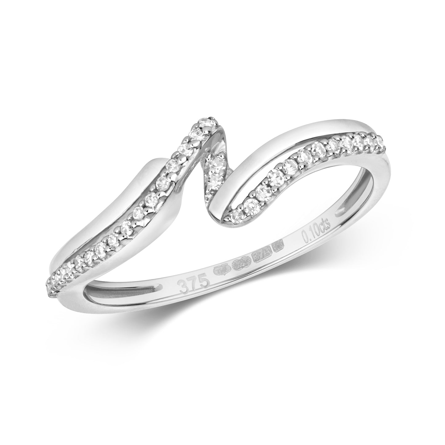 Diamond Fancy Wave Ring in 9ct White Gold